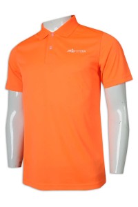P1197 訂做Polo恤 橙色凈色短袖 2粒鈕 Polo恤生產商     橙色